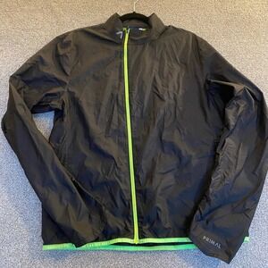 PRIMAL Men Black Neon Green Zip Lightweight Running Jacket Size M
